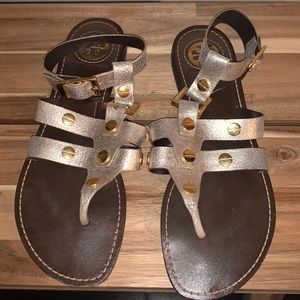 Tory Burch Gold and Brown Sandals